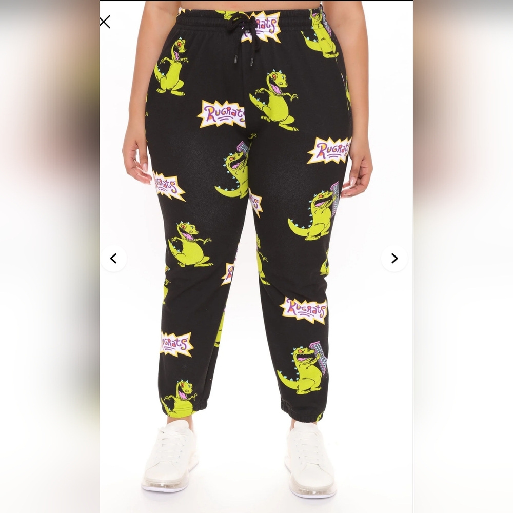 Black Rugrats Graphic Pajama Pants